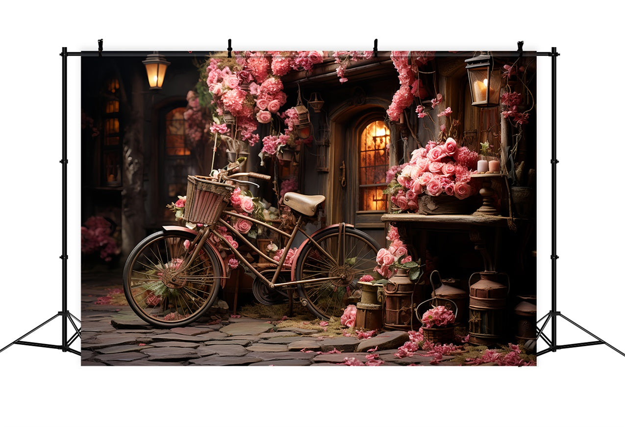 Valentine's Backdrops Fahrrad blühende Rose Dekorationen Backdrop BRP12-189