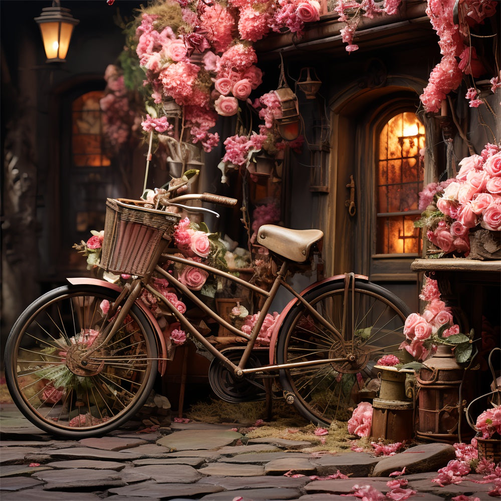 Valentine's Backdrops Fahrrad blühende Rose Dekorationen Backdrop BRP12-189