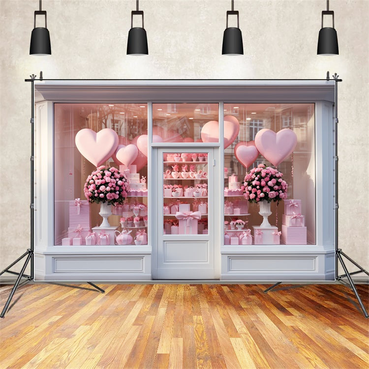 Valentine's Backdrop Liebe-Thema Fenster Luftballons Rosen Backdrop BRP12-191