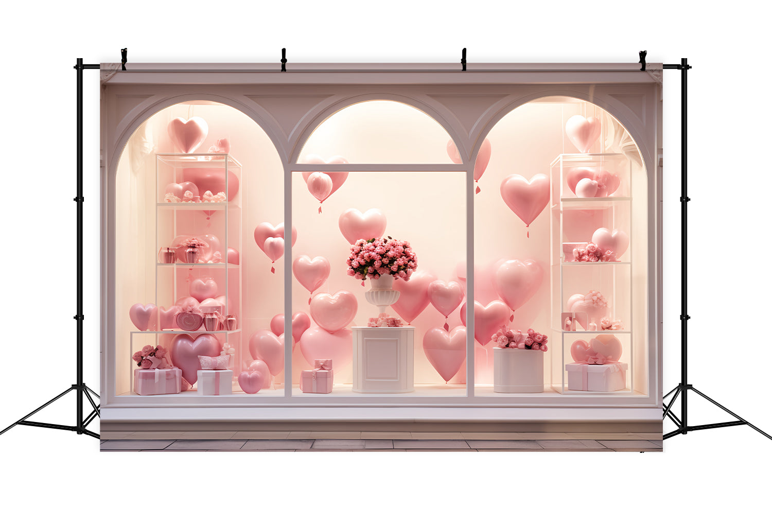 Valentines Backdrops Fenster Luftballons Rosensträuße Backdrop BRP12-192