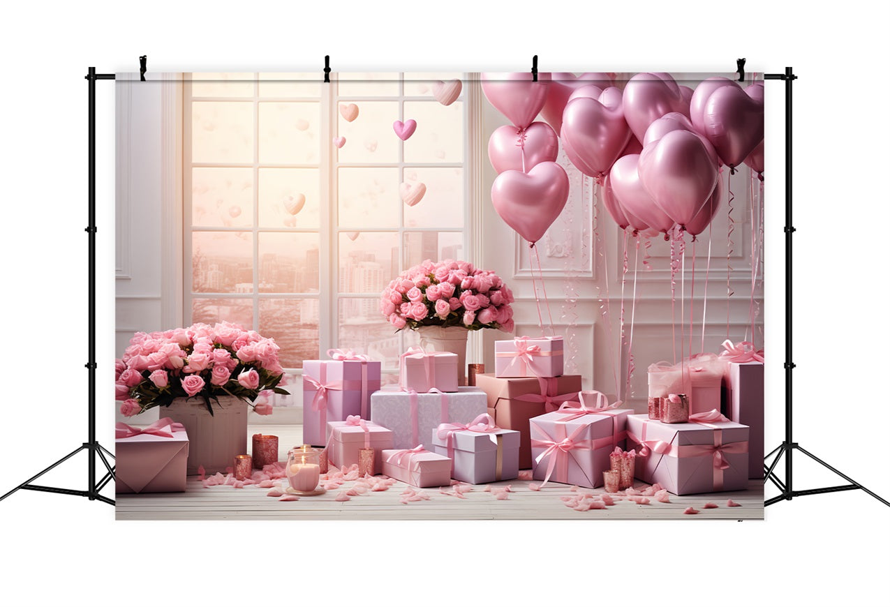 Valentine Backdrop Ideen Herz Ballon Rose Feier Fenster Backdrop BRP12-193