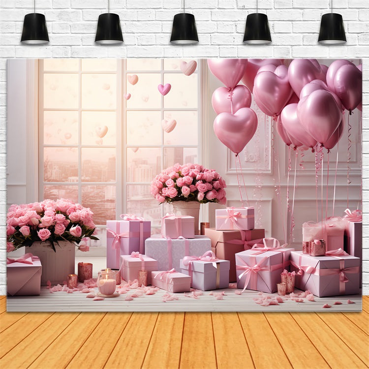 Valentine Backdrop Ideen Herz Ballon Rose Feier Fenster Backdrop BRP12-193