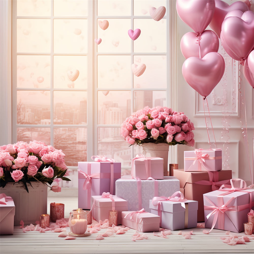 Valentine Backdrop Ideen Herz Ballon Rose Feier Fenster Backdrop BRP12-193