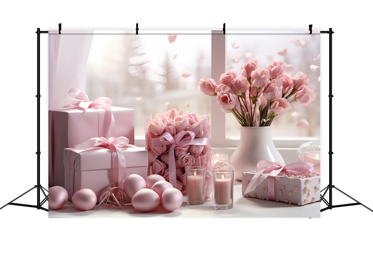 Valentinstag Backdrop Ideen Tulpe Kerzenlicht Fenster Backdrop BRP12-194