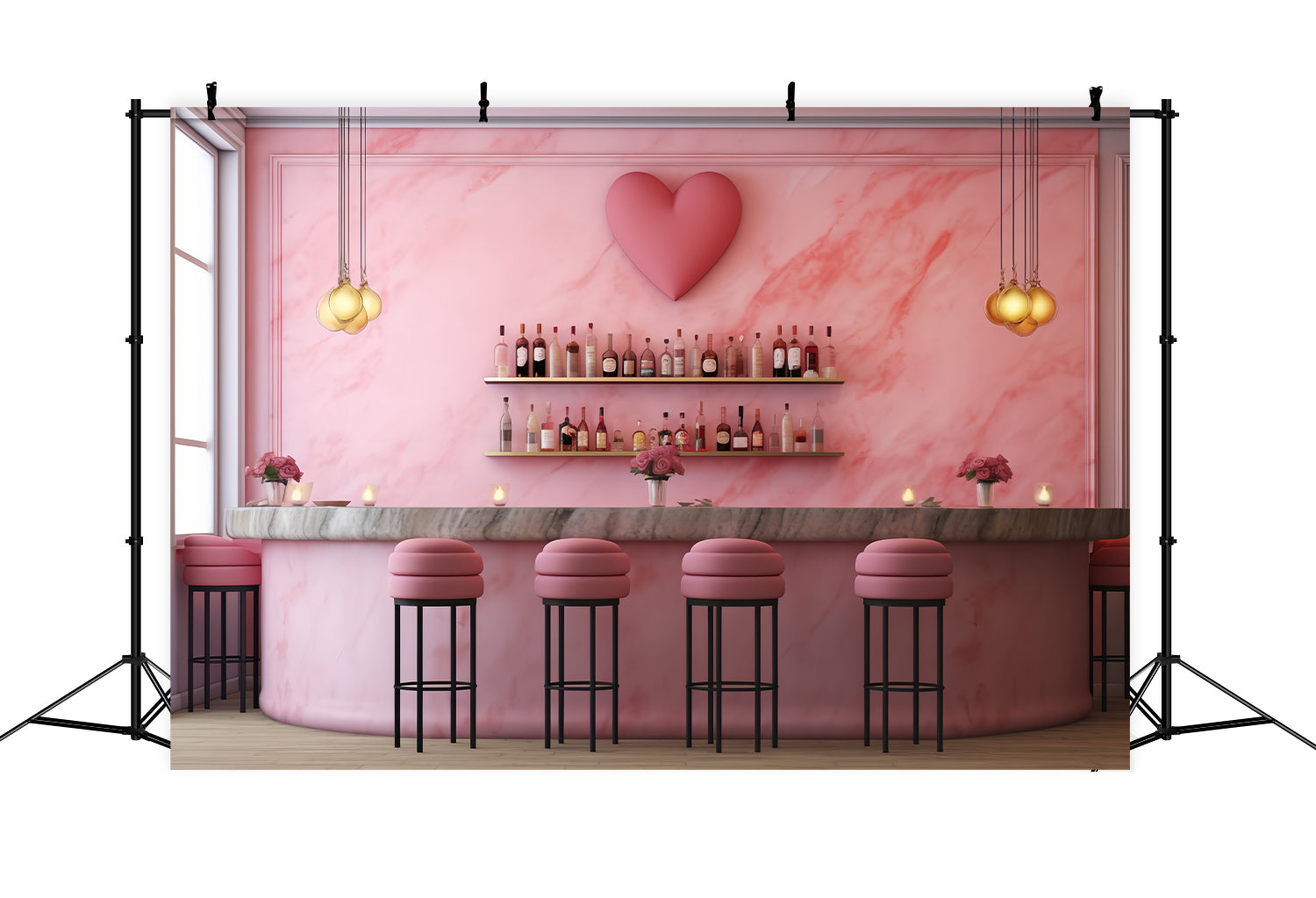 Valentinstag Fotografie Backdrop Rosa Herz Bar Backdrop BRP12-197