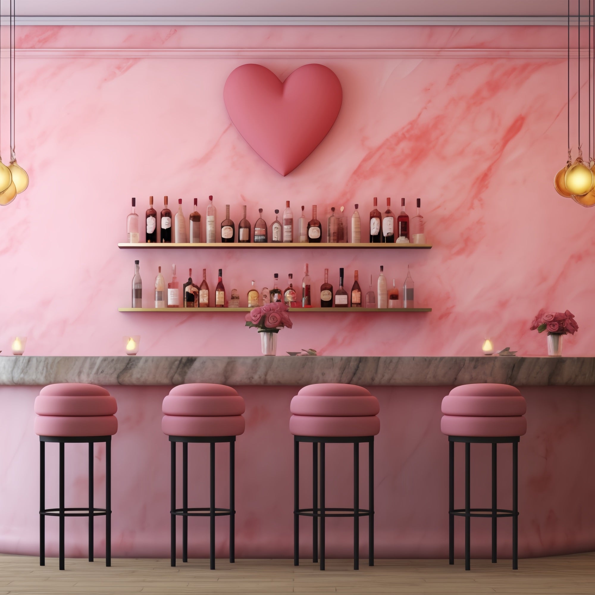 Valentinstag Fotografie Backdrop Rosa Herz Bar Backdrop BRP12-197