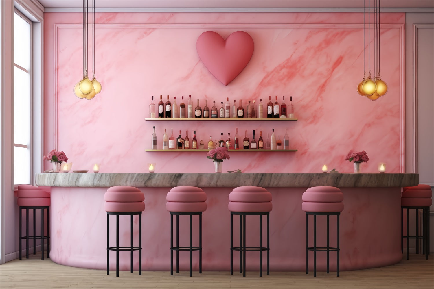 Valentinstag Fotografie Backdrop Rosa Herz Bar Backdrop BRP12-197