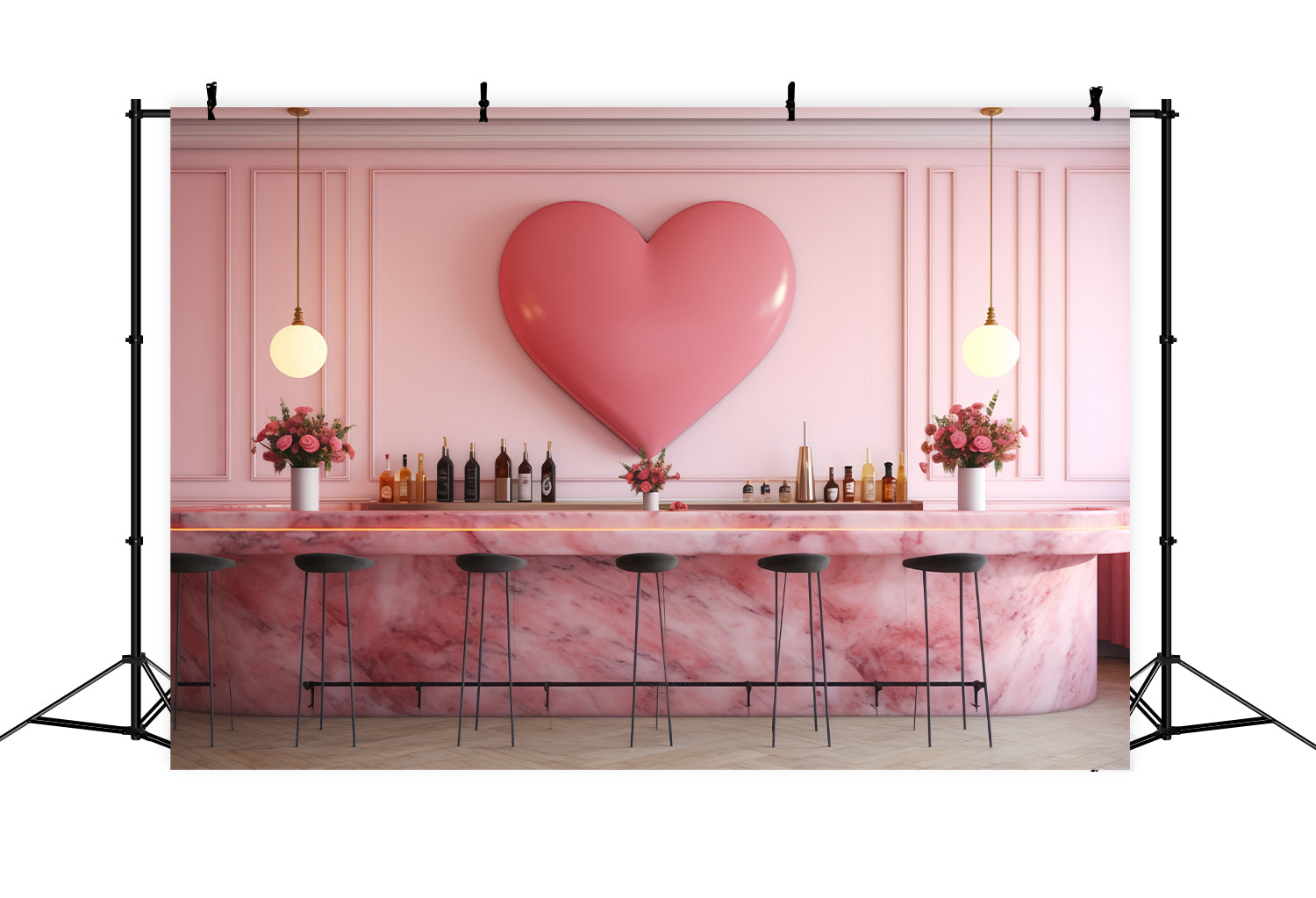 Valentinstag Fotokulissen Rosa Herz Bar Szene Hintergrund BRP12-198