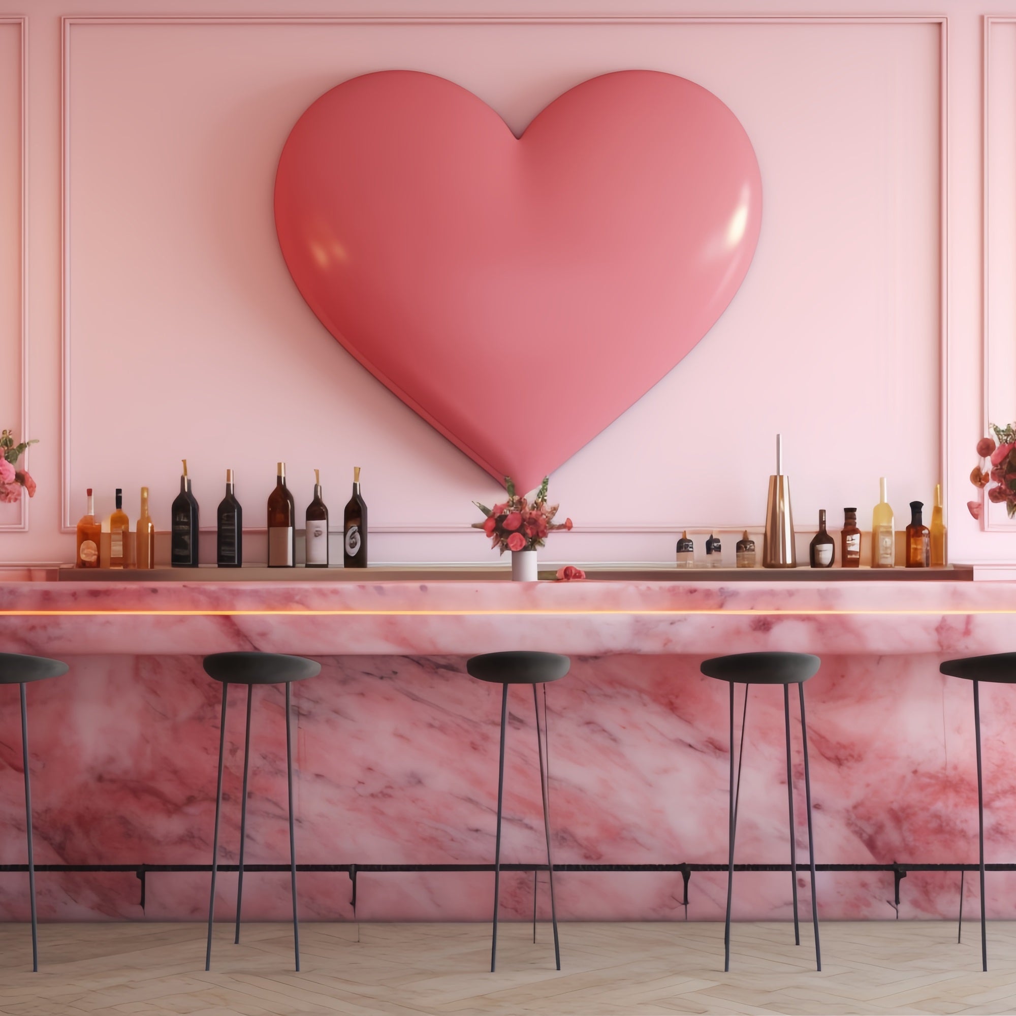 Valentinstag Fotokulissen Rosa Herz Bar Szene Hintergrund BRP12-198