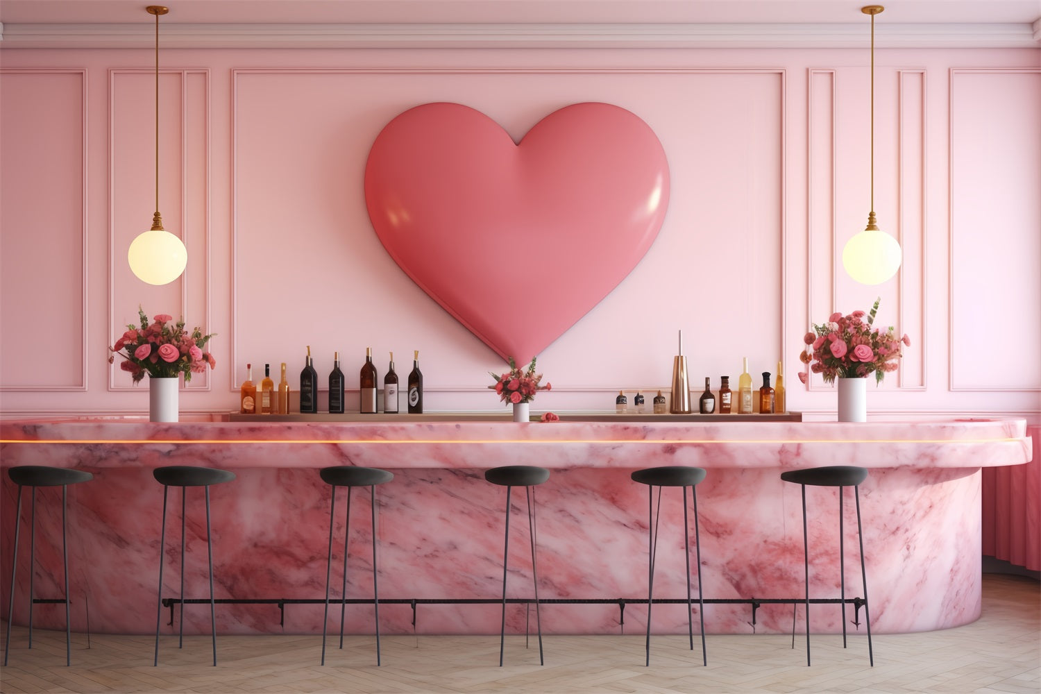 Valentinstag Fotokulissen Rosa Herz Bar Szene Hintergrund BRP12-198