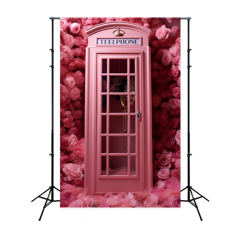 Valentinstag Fotostand Backdrop Rosa Telefon Rosen Backdrop BRP12-204