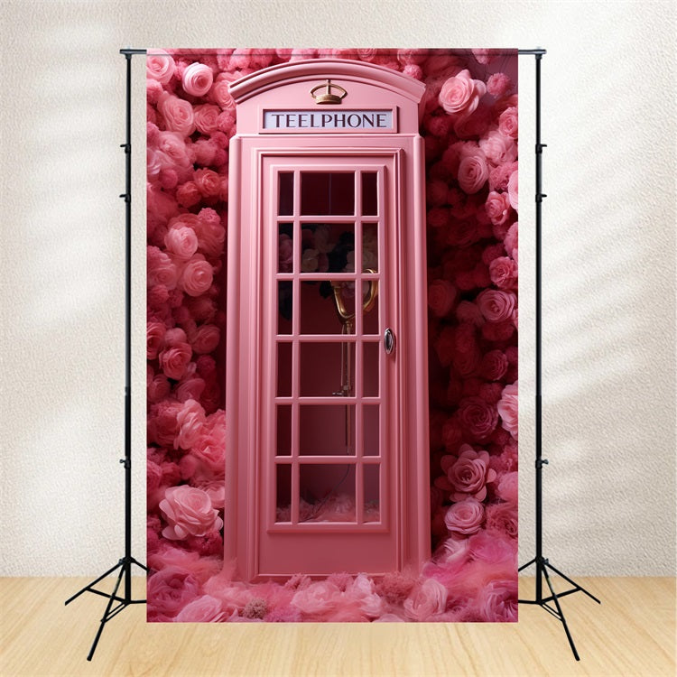 Valentinstag Fotostand Backdrop Rosa Telefon Rosen Backdrop BRP12-204