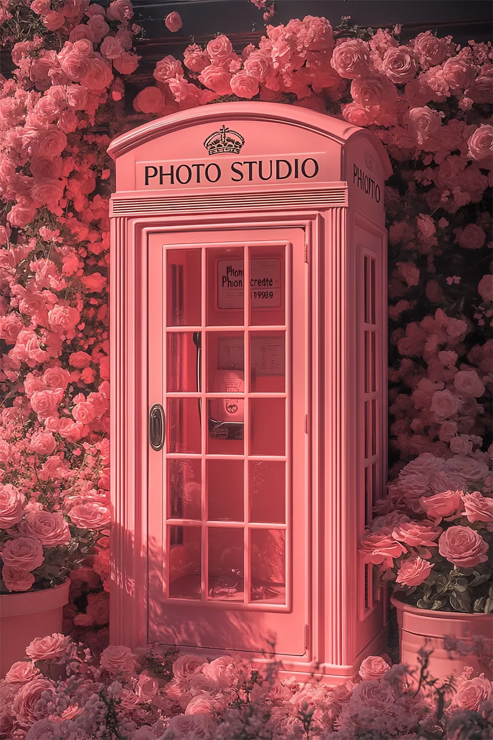 Valentinstag Foto Booth Hintergrund Rosa Telefon Blumen Hintergrund BRP12-205