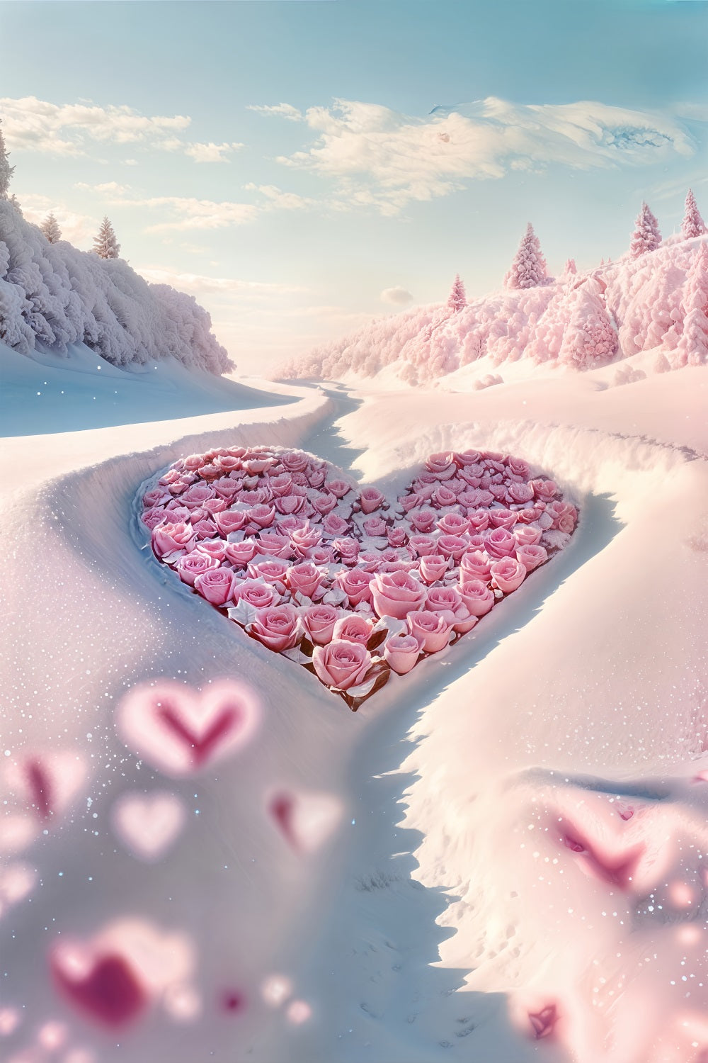 Valentine Thema Hintergrund Enchanting Rose Herz Winter Hintergrund BRP12-206