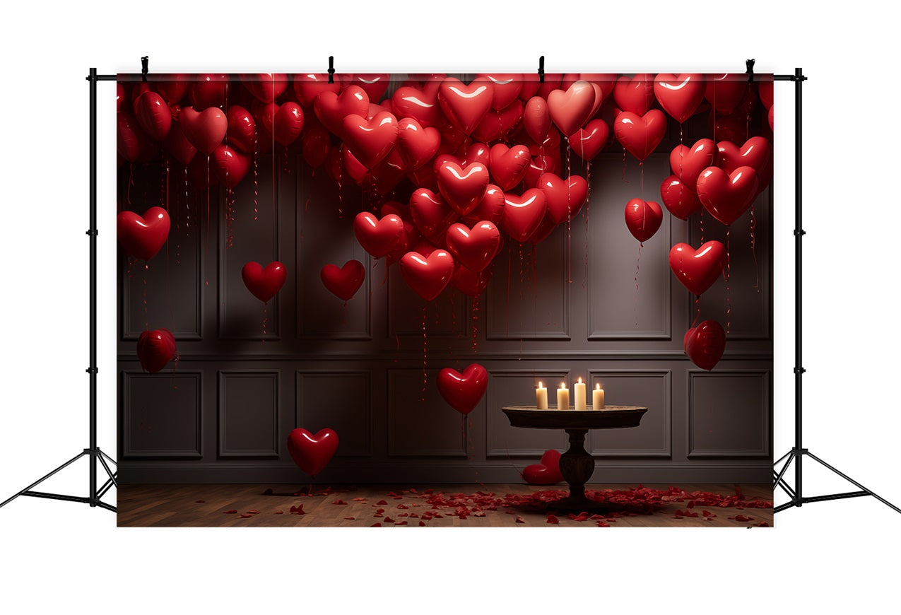 Valentine Backdrop Rotes Herz Luftballons Kerzenlicht Zimmer Backdrop BRP12-210