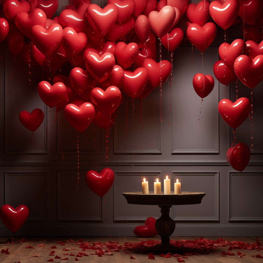 Valentine Backdrop Rotes Herz Luftballons Kerzenlicht Zimmer Backdrop BRP12-210