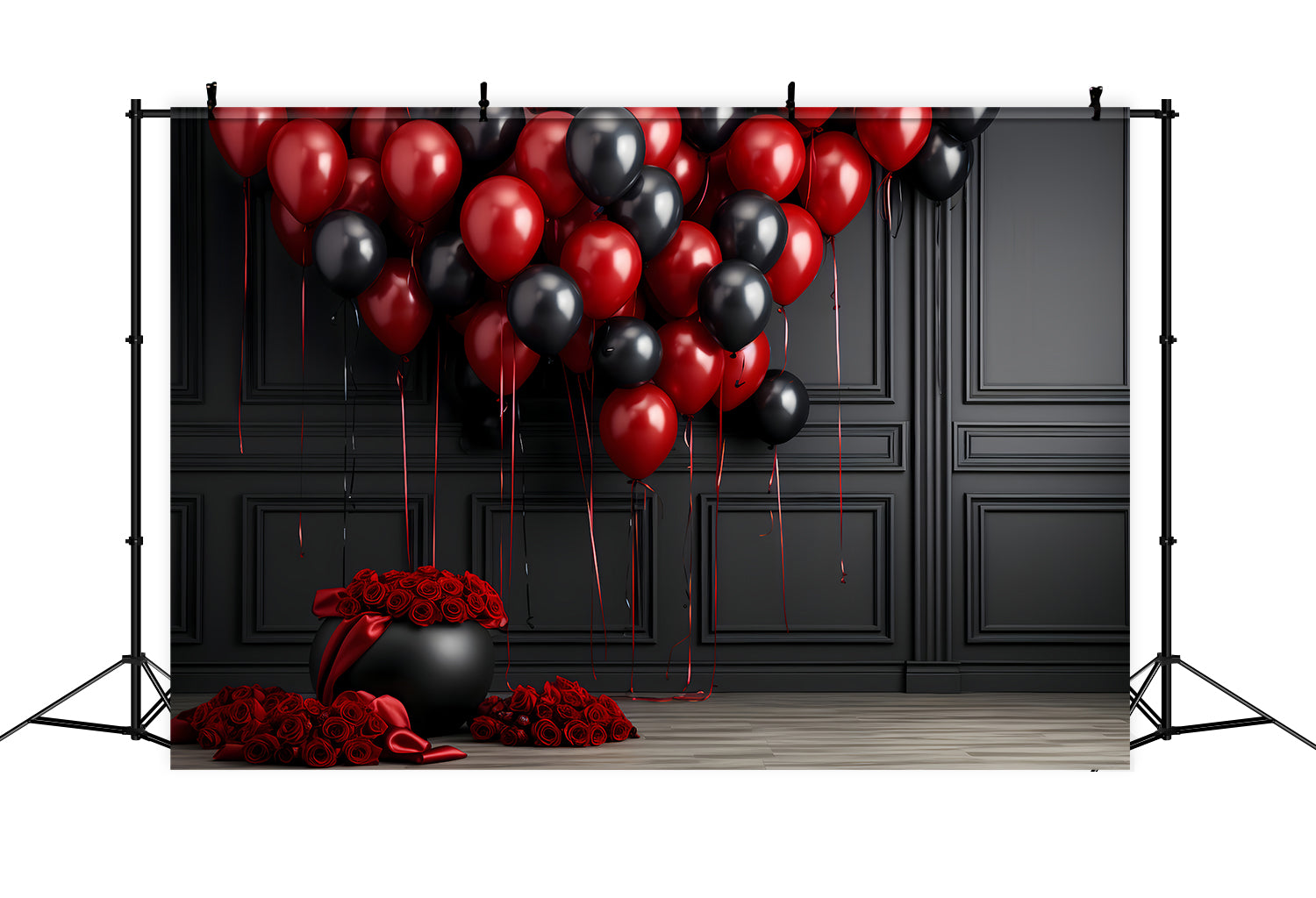 Valentinstag Backdrops Rot Schwarz Ballon Rose Backdrop BRP12-211