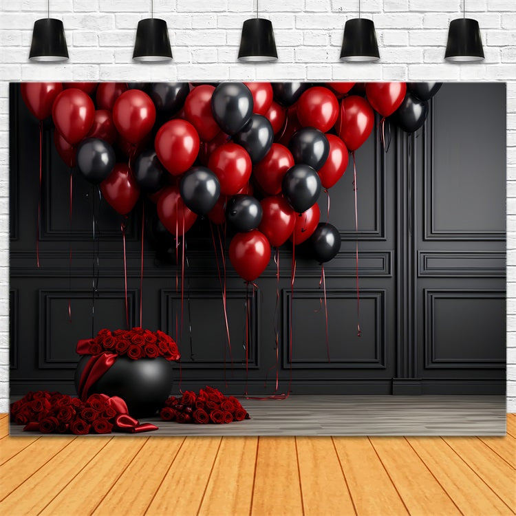 Valentinstag Backdrops Rot Schwarz Ballon Rose Backdrop BRP12-211