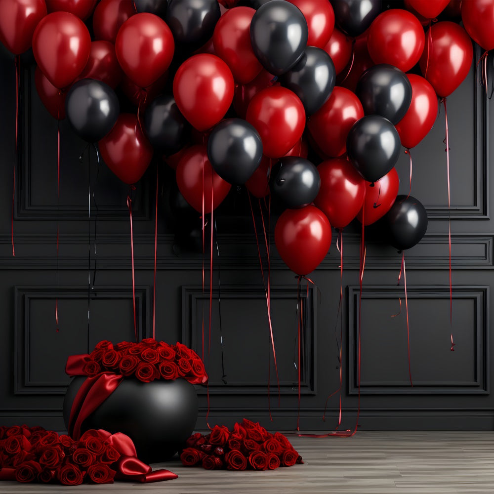 Valentinstag Backdrops Rot Schwarz Ballon Rose Backdrop BRP12-211