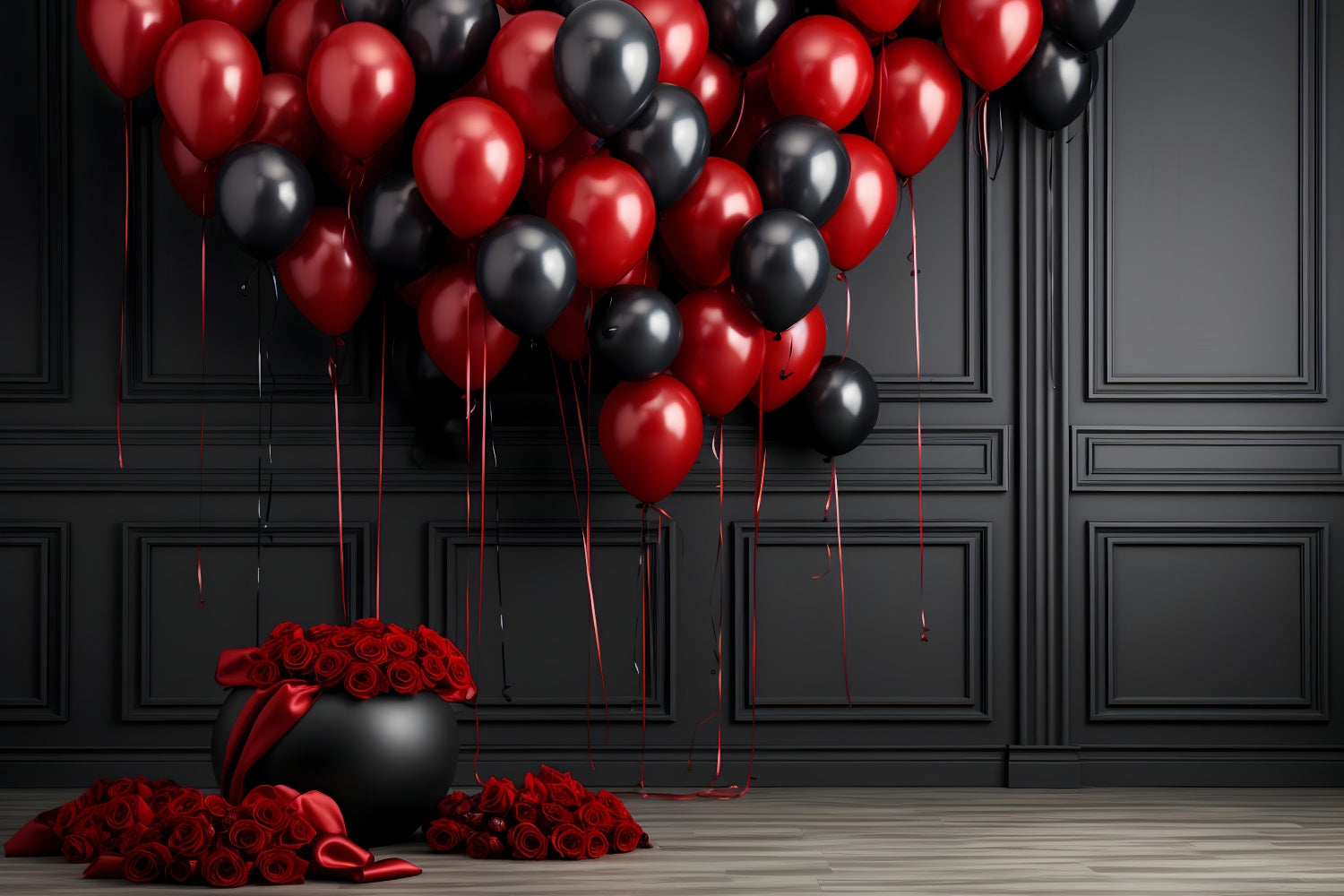 Valentinstag Backdrops Rot Schwarz Ballon Rose Backdrop BRP12-211