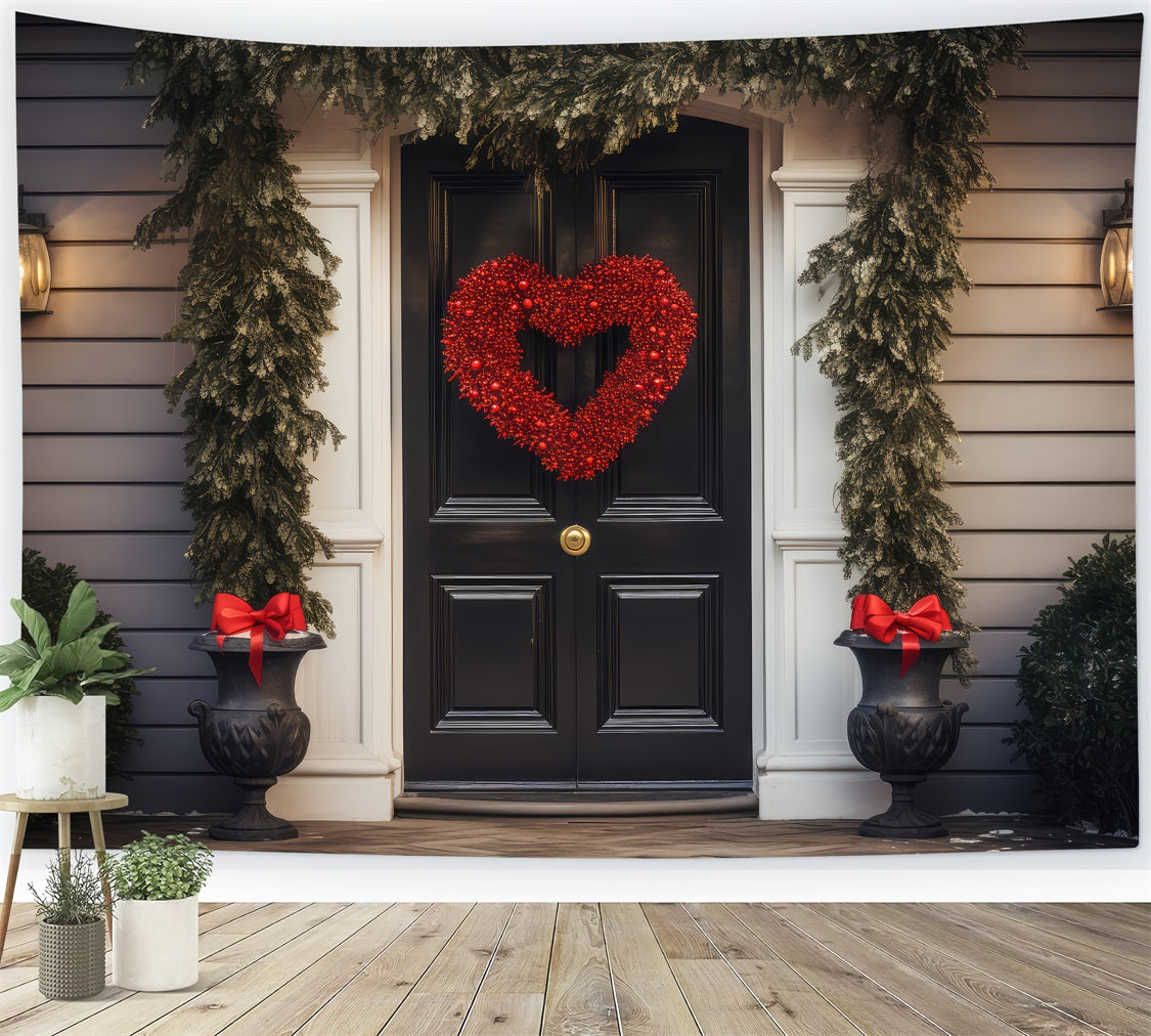 Valentinstag Backdrops Anmutig Rot Herz Kranz Türrahmen Backdrop BRP12-212