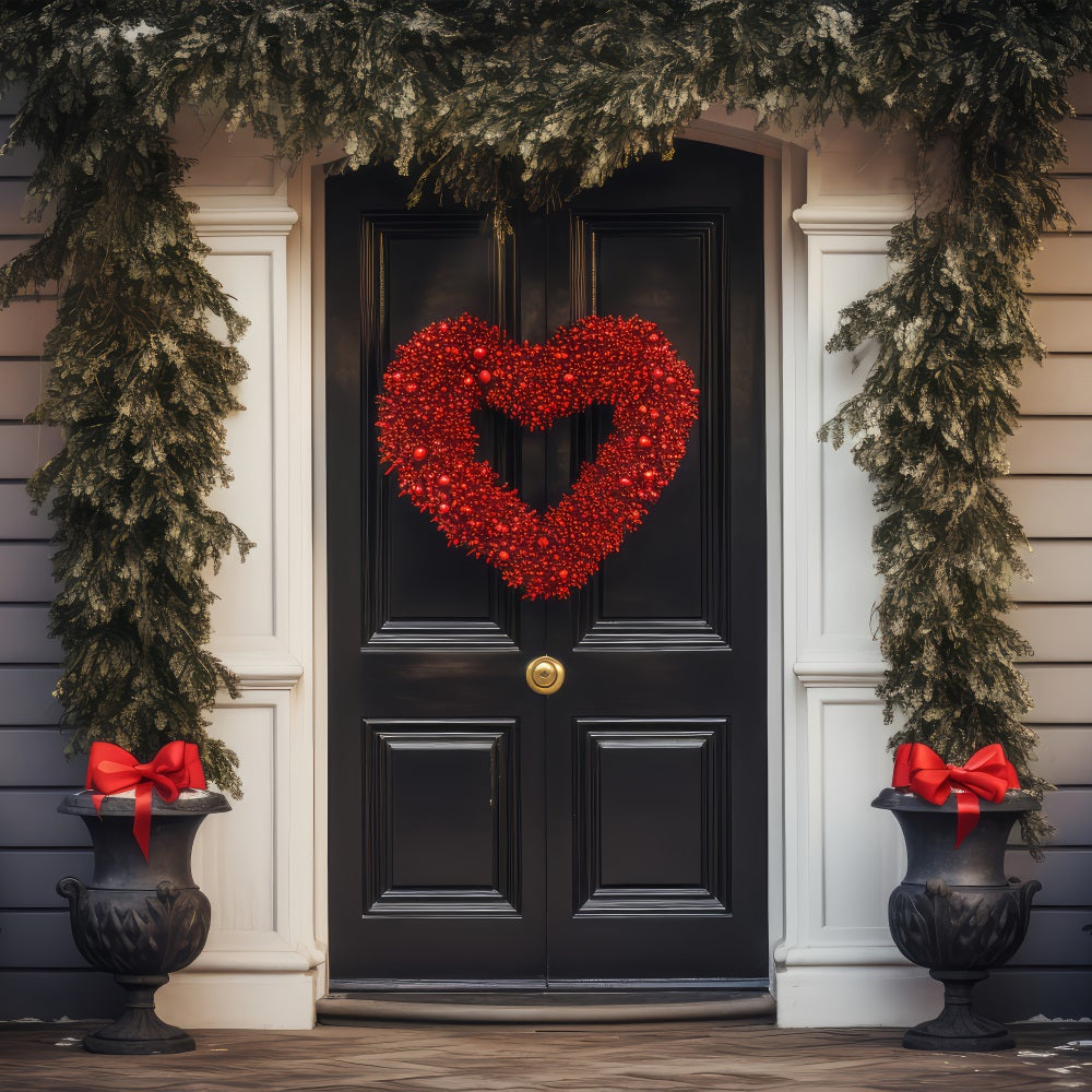 Valentinstag Backdrops Anmutig Rot Herz Kranz Türrahmen Backdrop BRP12-212