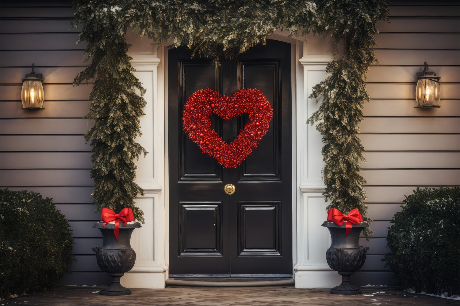 Valentinstag Backdrops Anmutig Rot Herz Kranz Türrahmen Backdrop BRP12-212