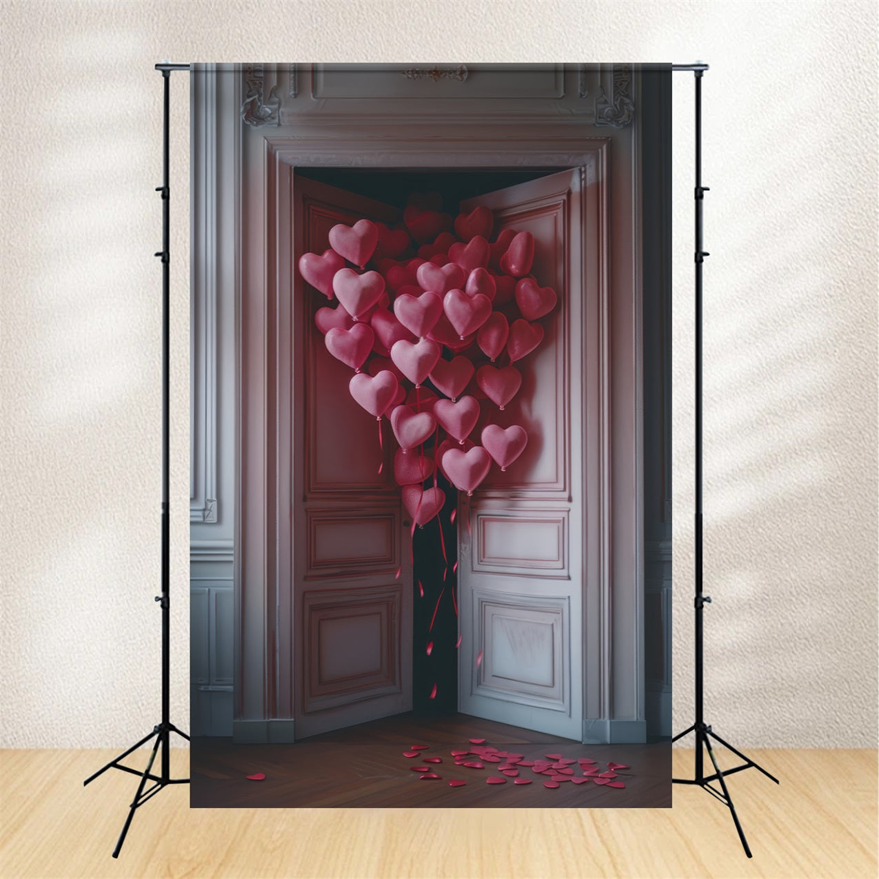 Valentine Fotografie Hintergrund Rosa Herz Ballons Tür Hintergrund BRP12-214