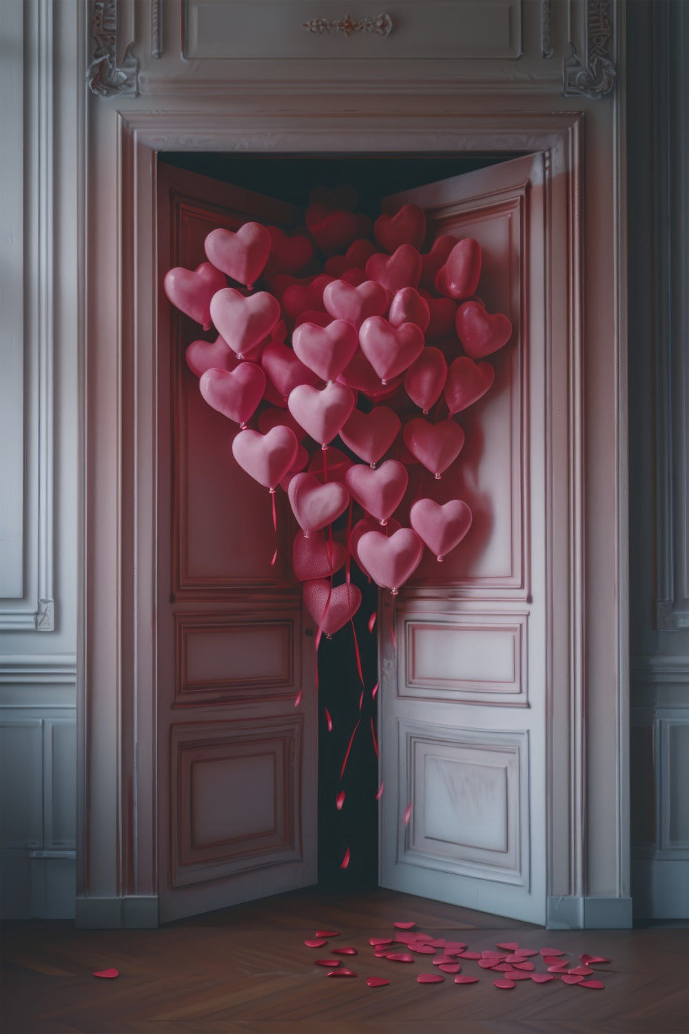 Valentine Fotografie Hintergrund Rosa Herz Ballons Tür Hintergrund BRP12-214