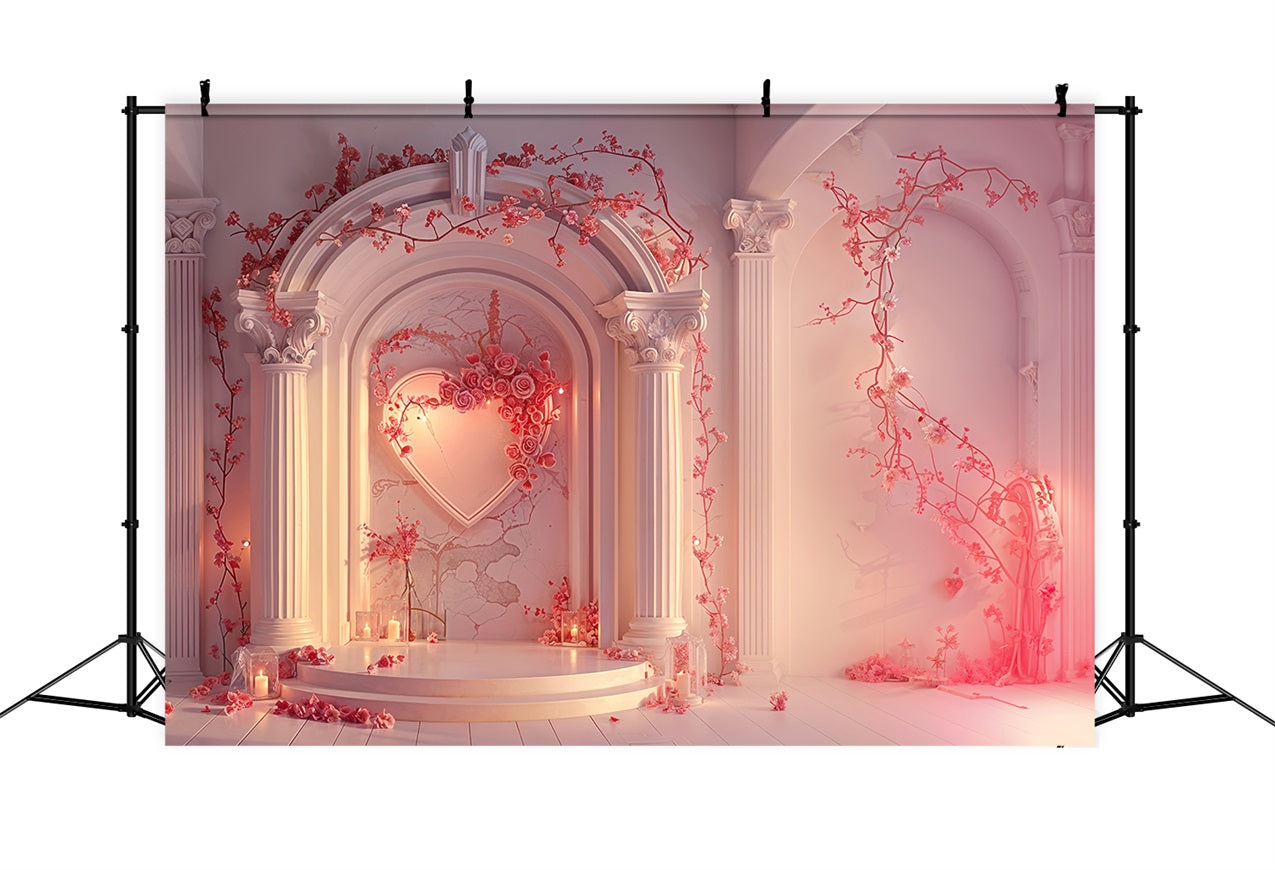 Valentine Backdrop Weiche Rose Torbogen Kerzenlicht Romantik Hintergrund BRP12-215