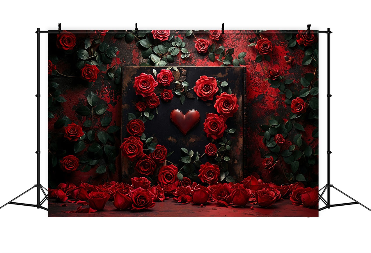 Valentinstag Backdrop Fotografie Vintage Herz Rose Romantisch Hintergrund BRP12-217