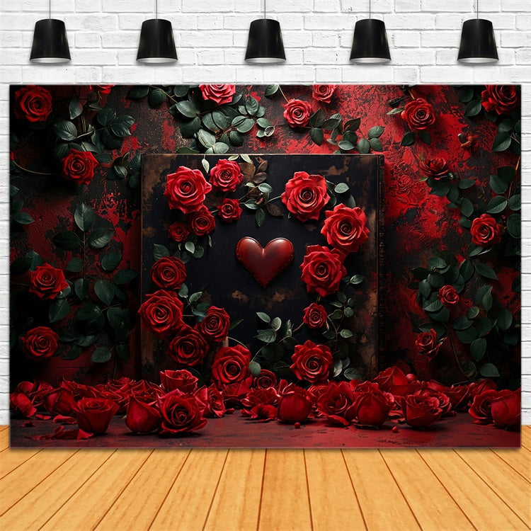 Valentinstag Backdrop Fotografie Vintage Herz Rose Romantisch Hintergrund BRP12-217