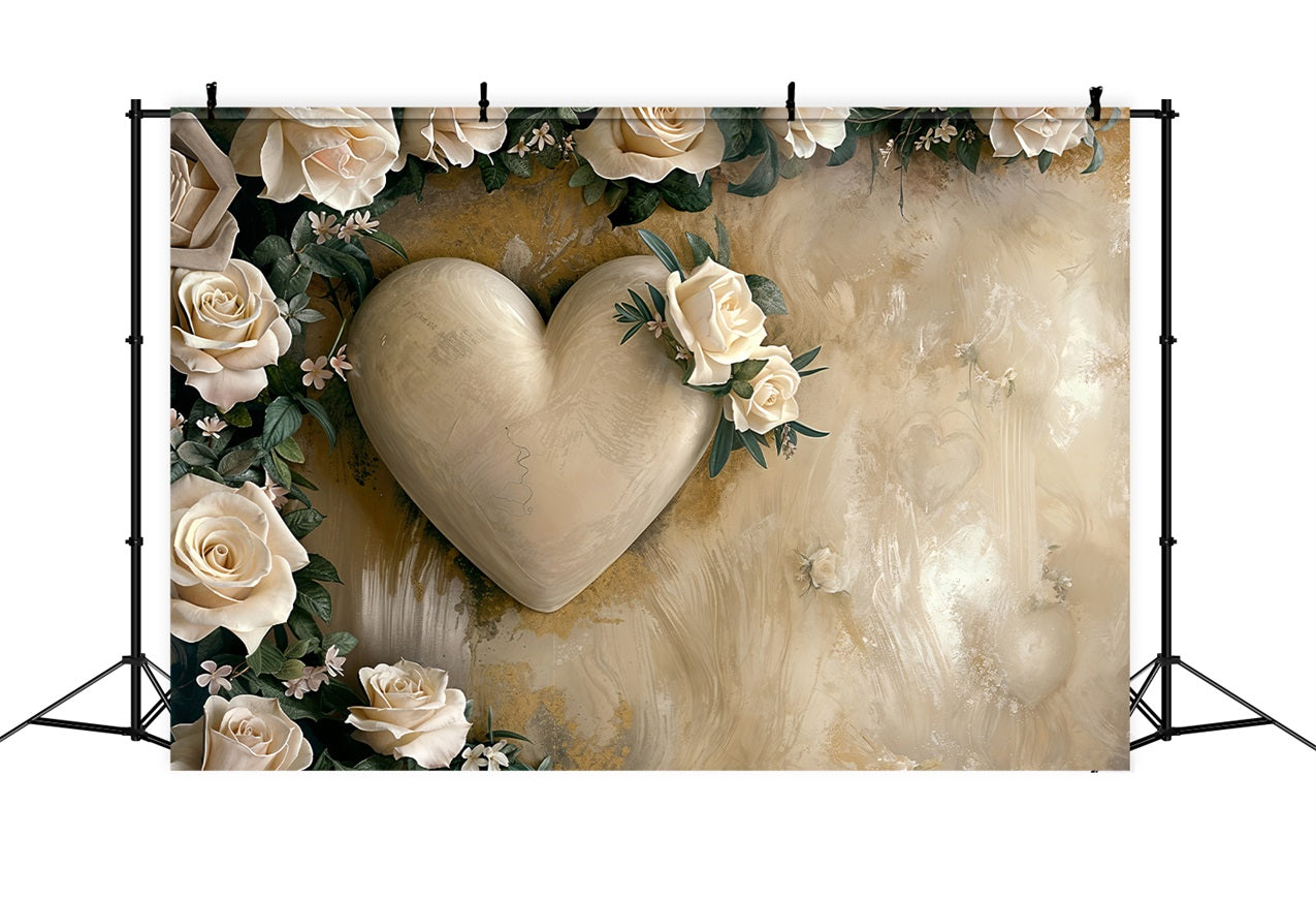 Valentinstag Backdrop Romantisch Beige Herz Blume Backdrop BRP12-219