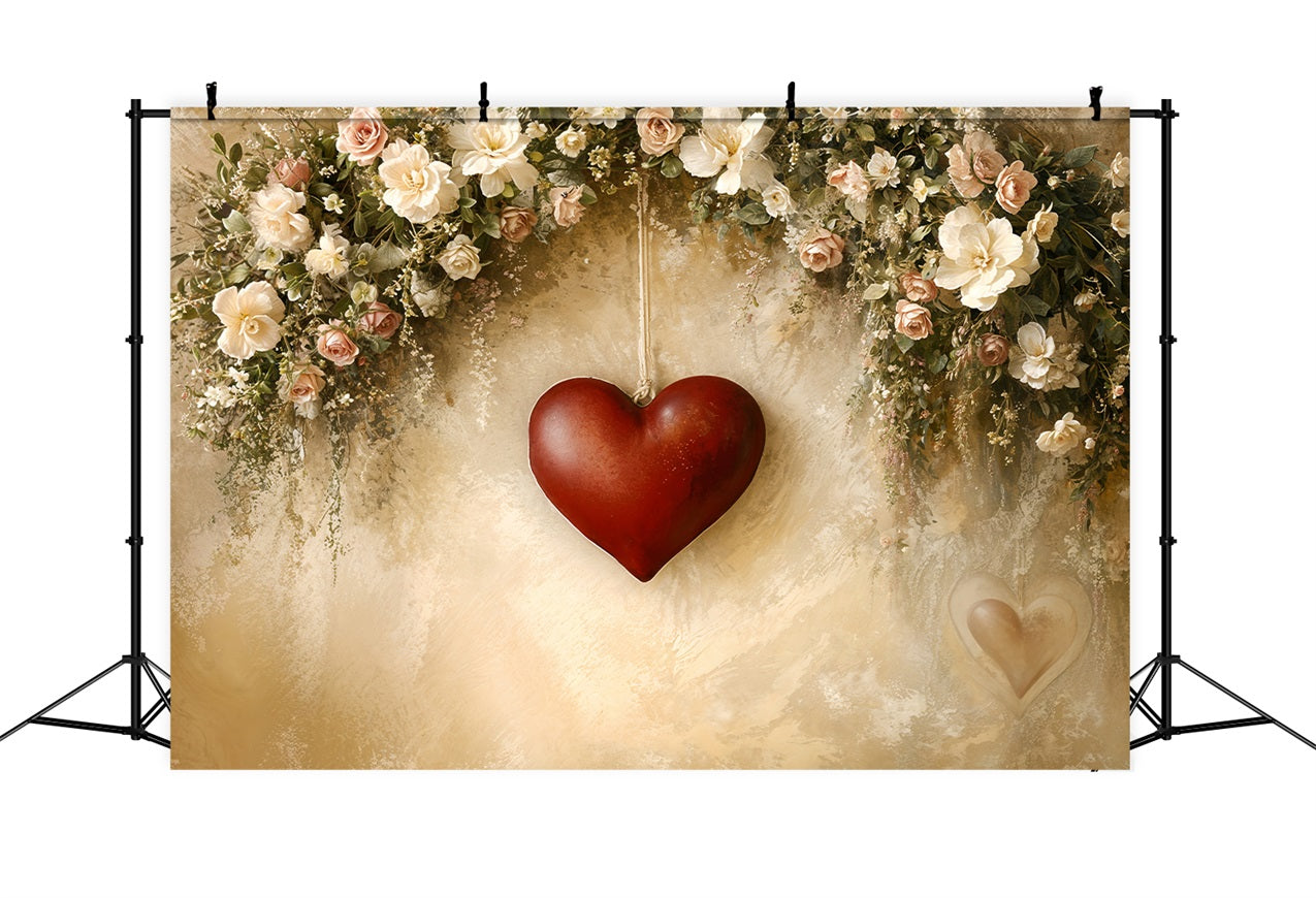 Valentine's Backdrops Rotes Herz Hanging Floral Elegance Backdrop BRP12-220