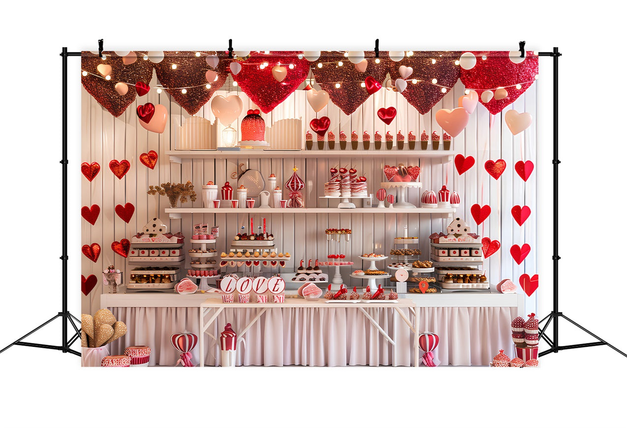 Backdrop Valentinstag Sweetheart Dessert Table Glitter Hearts Backdrop BRP12-225