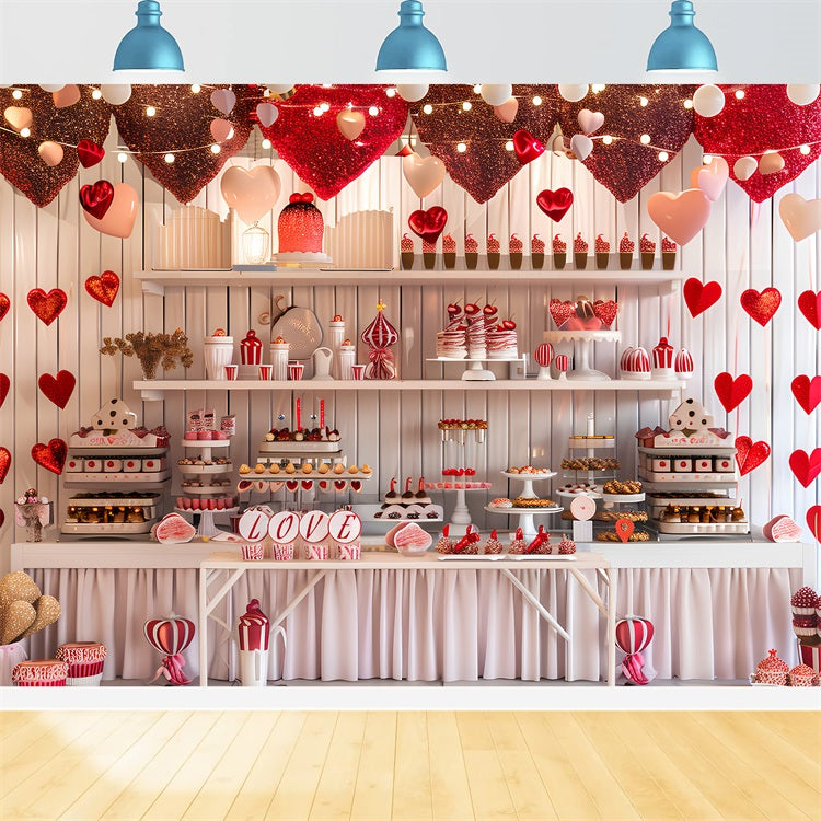 Backdrop Valentinstag Sweetheart Dessert Table Glitter Hearts Backdrop BRP12-225