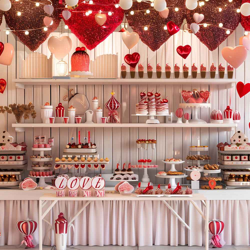 Backdrop Valentinstag Sweetheart Dessert Table Glitter Hearts Backdrop BRP12-225