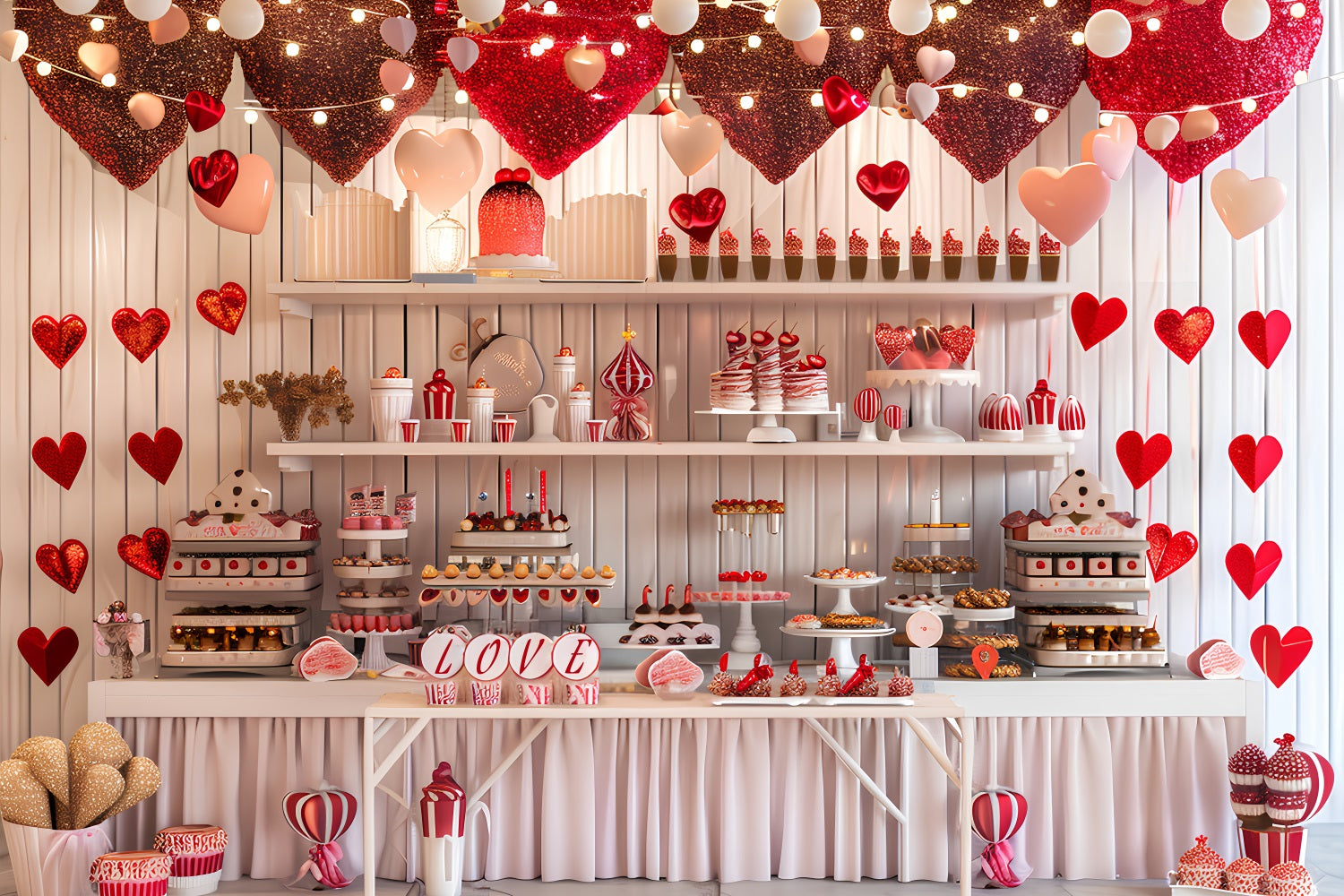 Backdrop Valentinstag Sweetheart Dessert Table Glitter Hearts Backdrop BRP12-225