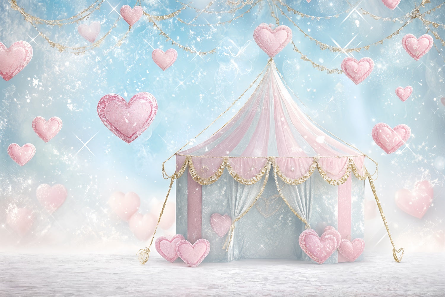 Valentinstag Backdrops Fotografie Rosa Zelt Glitter Herz Backdrop BRP12-244