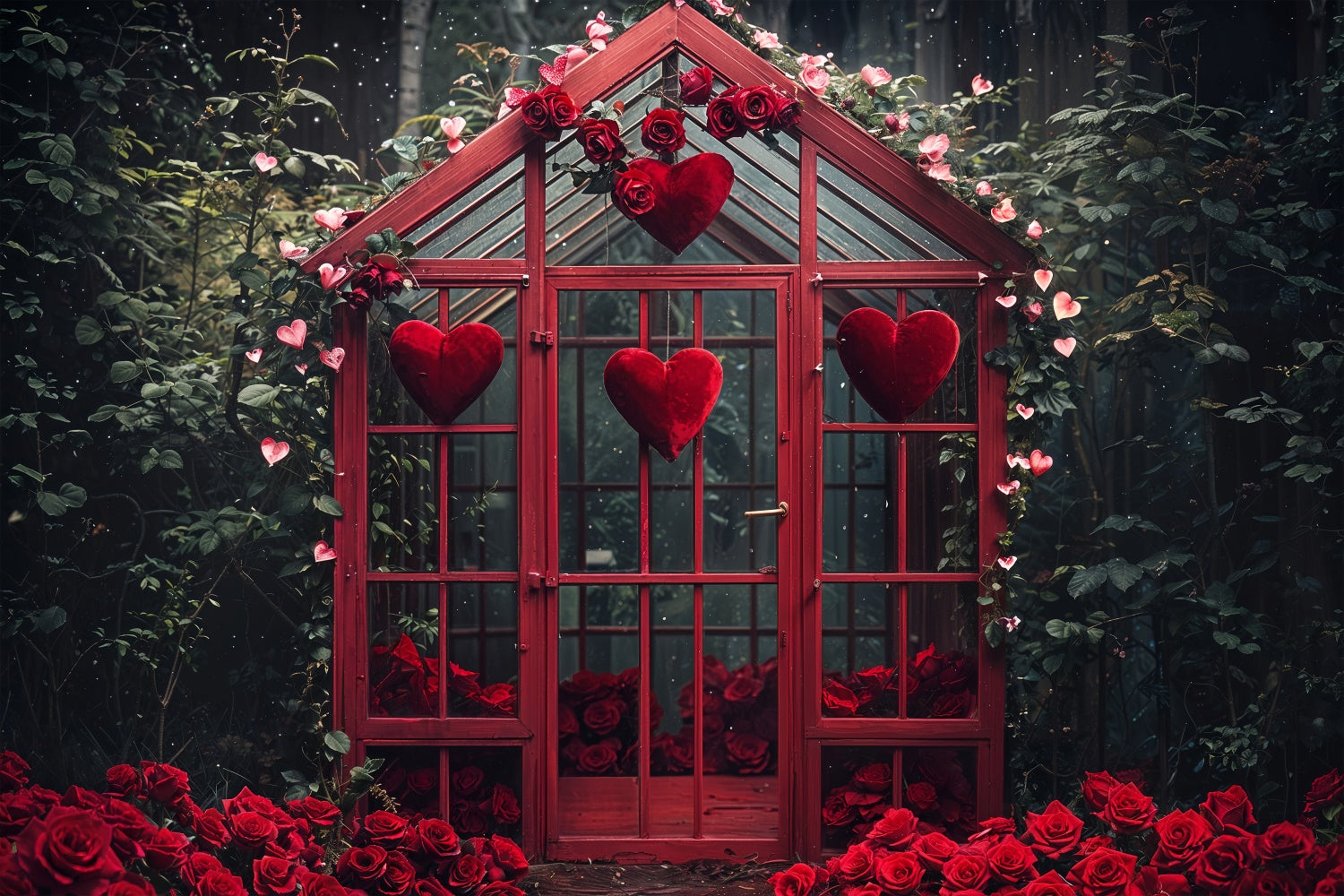 Valentinstag Fotografie Backdrop Gewächshaus Rosen Herzen Backdrop BRP12-247