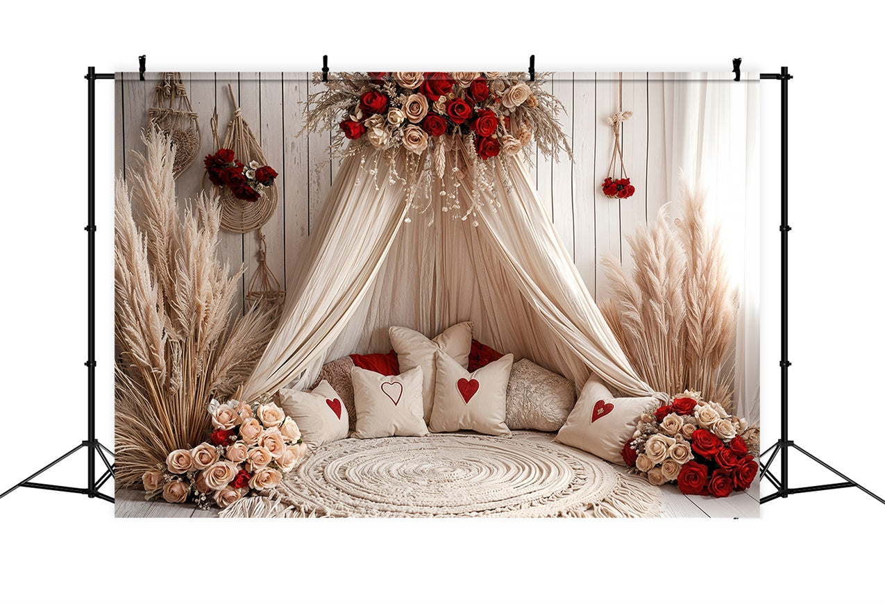 Valentinstag Fotohintergründe Boho Baldachin Rose Dekor Hintergrund BRP12-254