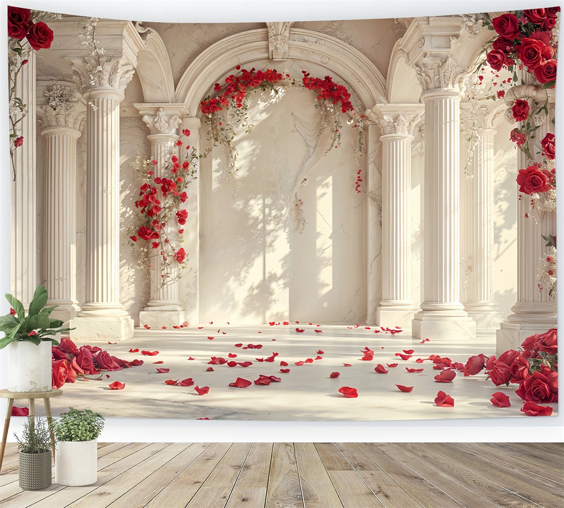 Valentinstag Backdrop Rosenblüten Marmorbögen Backdrop BRP12-256