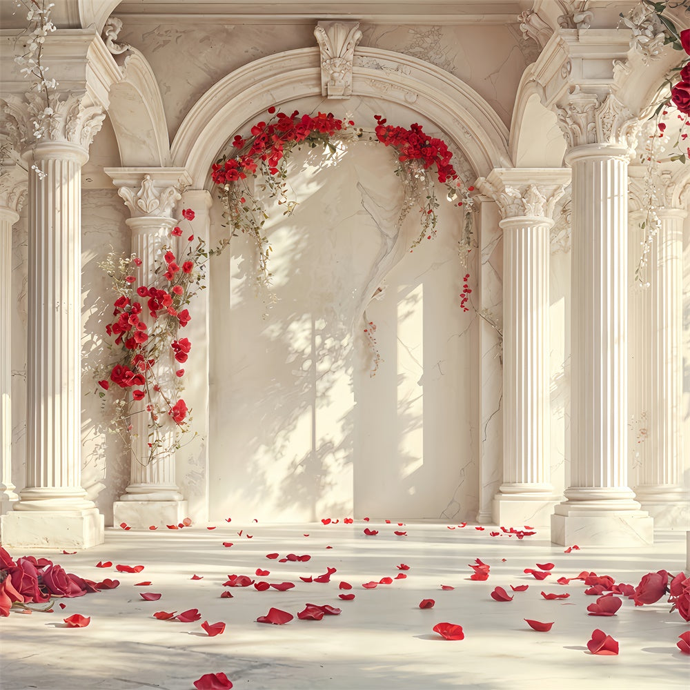 Valentinstag Backdrop Rosenblüten Marmorbögen Backdrop BRP12-256