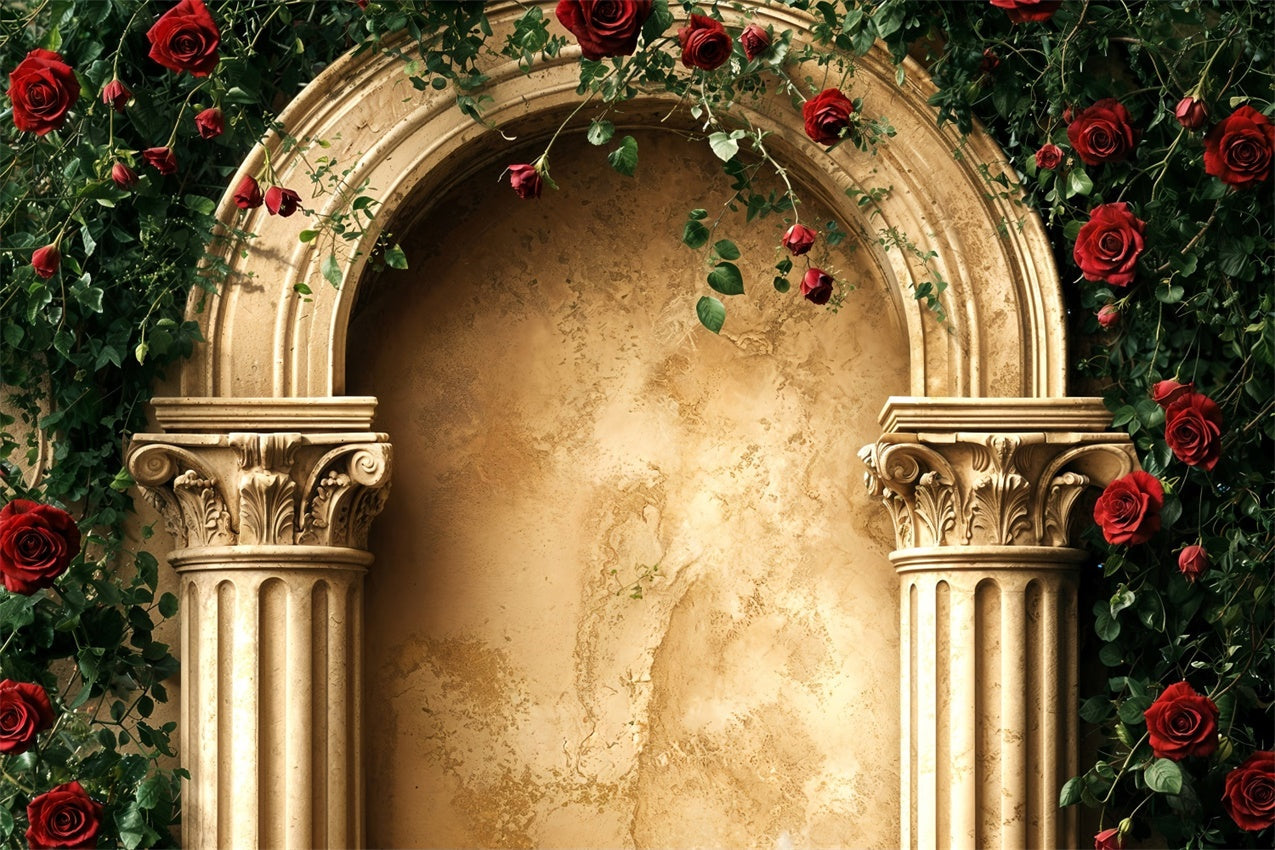 Valentinstag Fotokulisse Gold Bogen Rose Hintergrund BRP12-258