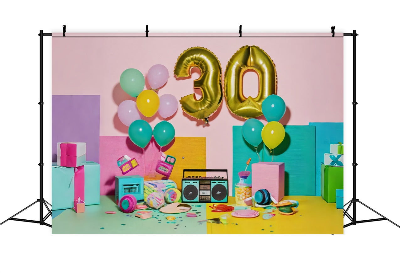 Backdrop Geburtstag Stylish Pastell Ballon 30. Party Backdrop BRP12-279