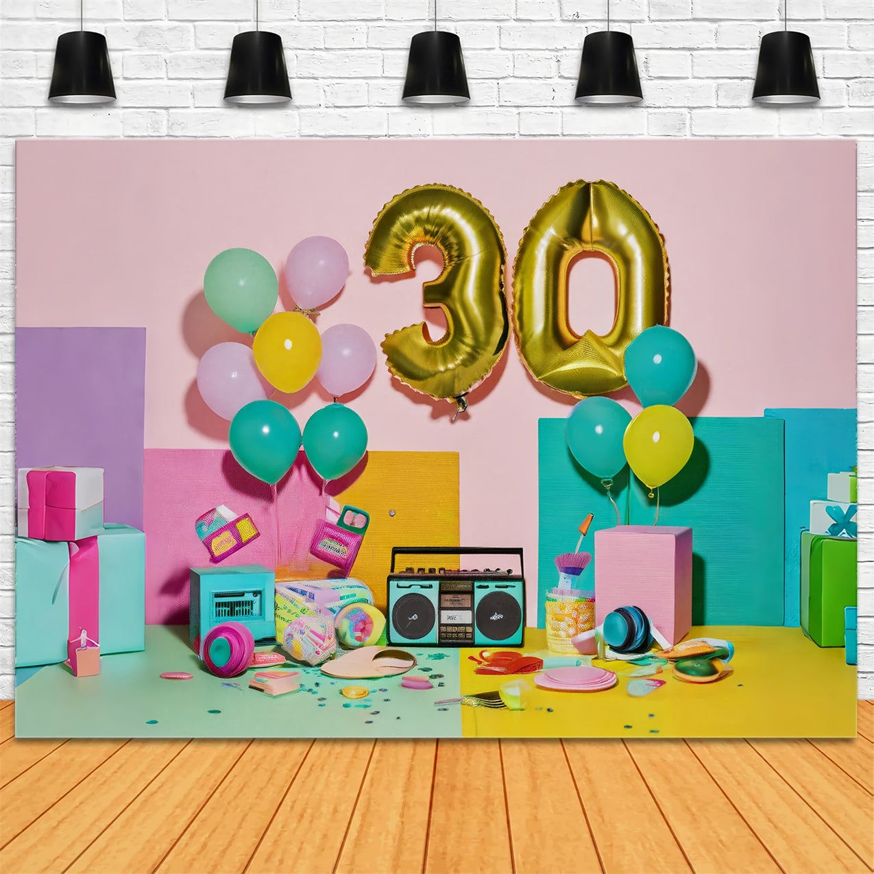 Backdrop Geburtstag Stylish Pastell Ballon 30. Party Backdrop BRP12-279