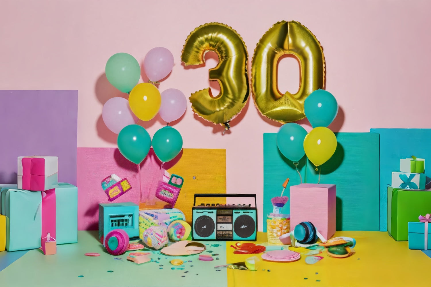 Backdrop Geburtstag Stylish Pastell Ballon 30. Party Backdrop BRP12-279