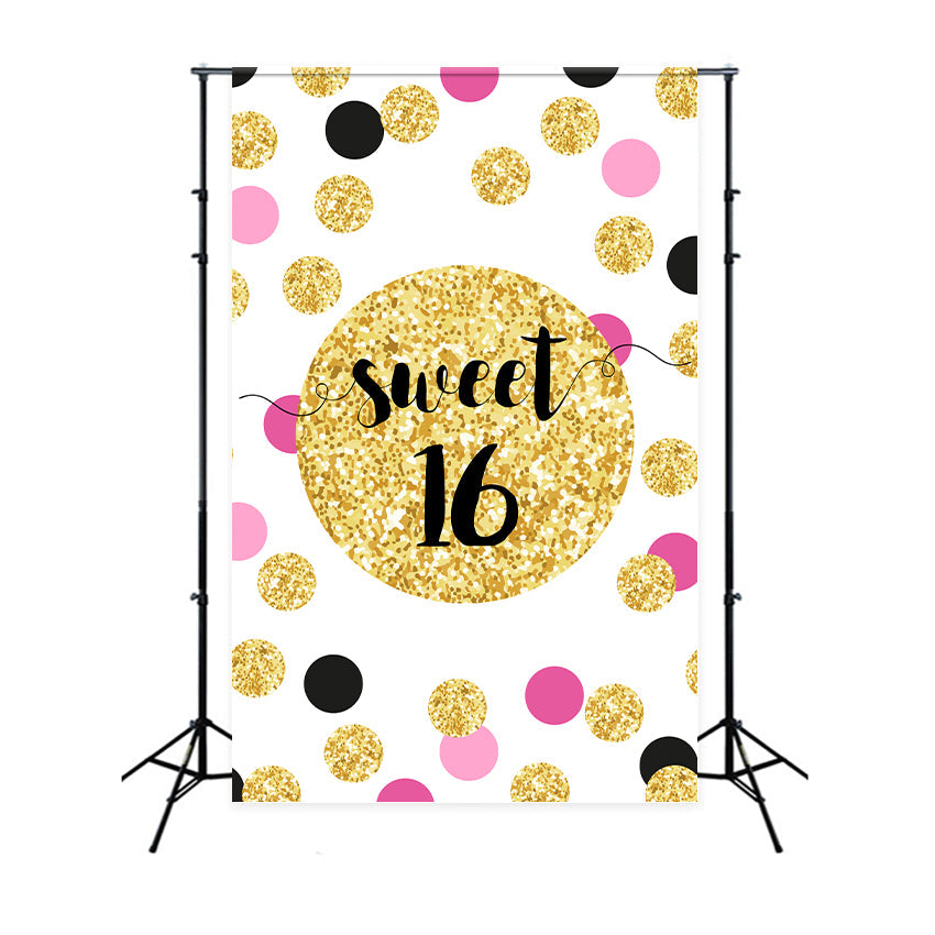 Geburtstag Backdrops Stylish Pink Schwarz Gold Sweet 16 Backdrop BRP12-283