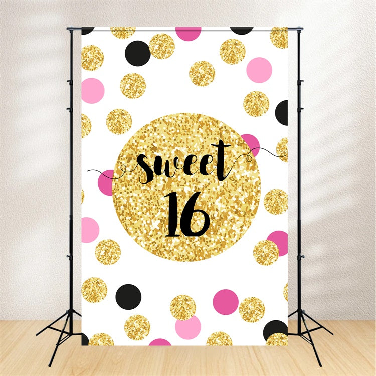 Geburtstag Backdrops Stylish Pink Schwarz Gold Sweet 16 Backdrop BRP12-283