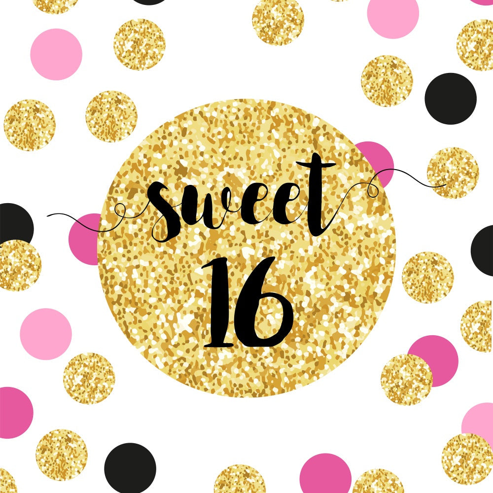 Geburtstag Backdrops Stylish Pink Schwarz Gold Sweet 16 Backdrop BRP12-283